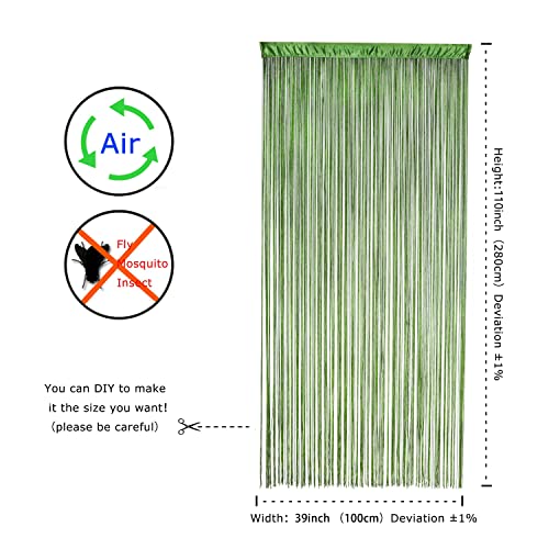 YaoYue Doorway String Curtain Door Curtains,Boho Hippie Hanging Fringe Room Divider for Patio Bedroom Closet Kitchen Laundry,Room Window Wall Door Decor(39x110inch/100×280cm,Green) - color: Grass Green, size: 39"W x 110"L (Pack of 1)