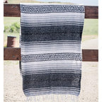 Benevolence LA Authentic Mexican Blanket – Handwoven Falsa Serape Throw – Beach, Camping, Picnic & Yoga Blanket – Lightweight Cotton Throw for Outdoor & Home – Gray, 50x70 in - color: Gray