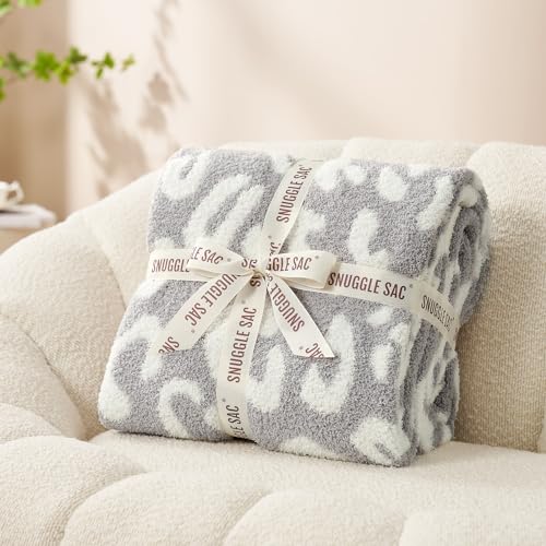 Snuggle Sac Leopard Blanket for Couch Bed Sofa 60x80 inches, Reversible Grey Leopard Throw Blanket Ultra Soft Cozy Blankets for Women Mothers Birthday Gifts - color: Leopard Grey, size: Twin(60"x80")