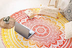 Popular Handicrafts Round Tapestry Wall Hanging Ombre Hippie Mandala Bohemian Hippy Intricate Indian Tapestries Tablecloth 68 Inches (173cm) Black Grey & Yellow - color: Black Grey and Yellow
