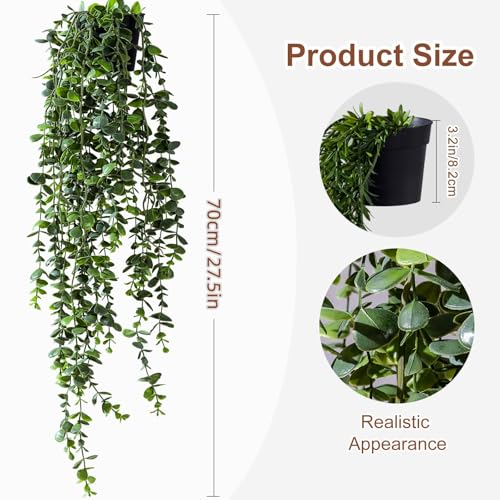 Artificial Hanging Plant 2 Pcs Faux Plant Ivy Vine Faux Eucalyptus Vines Fake Potted Greenery for Wall Living Room Home Shelf Office Bathroom Outdoor Indoor Decor (Type 7) - color: Type 7