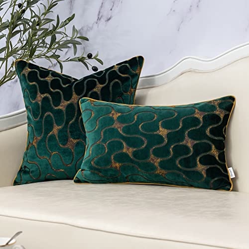 Yangest Green Throw Pillow Cover Wavy Cushion Cover Modern Zippered Rectangular Pillowcase for Sofa Couch Bedroom Living Room Home, 12x20 Inch - color: Green, size: 20" x 12" (Pack of 1)