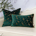Yangest Green Throw Pillow Cover Wavy Cushion Cover Modern Zippered Rectangular Pillowcase for Sofa Couch Bedroom Living Room Home, 12x20 Inch - color: Green, size: 20" x 12" (Pack of 1)