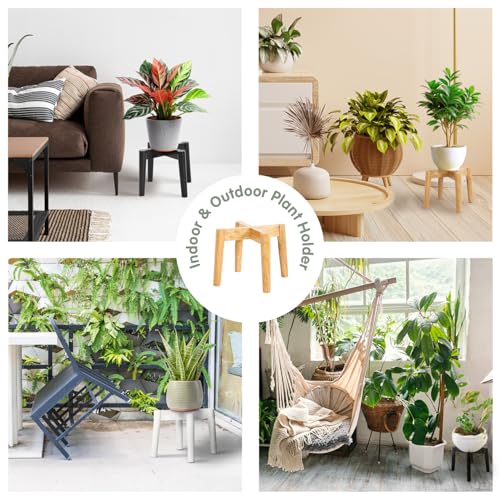 Wood 7.5" x 9.8" Plant Stand Indoor Outdoor, Wooden Single Floor Plant Pot Holder, Natural Plant Stand, Assembly Required (Excluding Potted Plants) - color: Natural, size: 7.5" H x 9.8" W