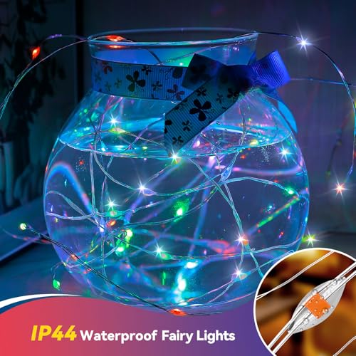 LitHome 8 Pack Multicolor Fairy Lights Battery Operated, 20 FT 60 LED Twinkle Lights Battery Operated 2 Modes, Waterproof Led Fairy String Light for Indoor Outdoor Christmas Wedding Bedroom Decor - color: Multicolor, size: 8 Pack