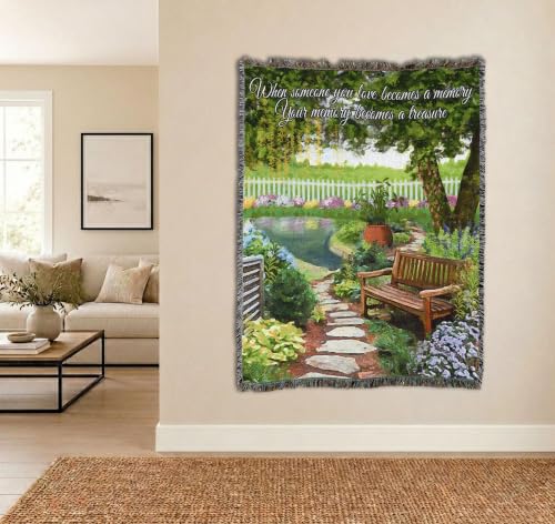 Pure Country Weavers Tranquil Garden Blanket - When Someone You Love Becomes A Memory - Sympathy Bereavement Gift Tapestry Throw Woven from Cotton - Made in the USA (72x54) - color: Tranquil Garden, size: 72" x 54"