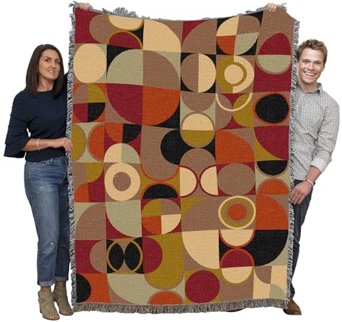 Pure Country Weavers Bauhaus Earth Blanket - Mid Century Modern - Gift Tapestry Throw Woven from Cotton - Made in The USA (72x54) - color: Bauhaus Earth, size: 72x54