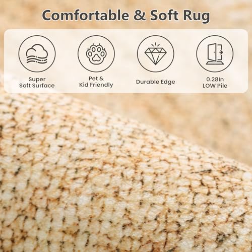Asrug Imitation Jute Low Pile Round Rug Area Rug Washable Non-Slip Circle Rug Soft Plush Touch Circle Rugs Round for Kitchen Bathroom Living Bedroom Nursery, Carpet 4ft /48 inch/122 cm Brown - color: Brownline, size: 4ft