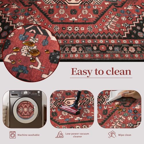 Ciicool Small Area Rug, 2x3ft Boho Rug, Ultra Soft Entry Rugs for Entryway, Non-Slip Washable Oriental Low-Pile Indoor Mat Floor Carpet for Entrance Bedroom Kitchen Bathroom Foyer Decor - color: Red / Black, size: 2' X 3' (Rectangular)