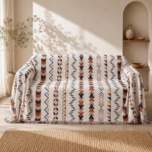 amorus Bohemian Throw Blanket Chenille Jacquard Tassels Cover, 71"*90",NO.6 | Boho Style blankets, modern Geometric, warm & cozy. For couch, bed, outdoor, car - color: Pattern 6, size: 71x91 in