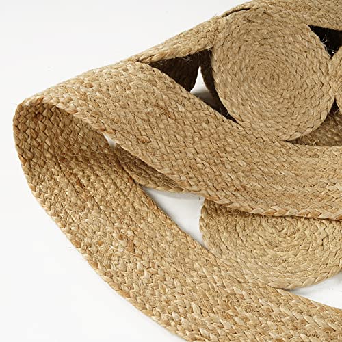 GRUHUM Round Jute Area Rug 5ft Natural Fiber Handmade Boho Charm Farmhouse Soft Braided Reversible Rustic Vintage Rugs for Indoor Ecofriendly Kitchen Bedroom Living Room Hallways Enterways(5'ft Round) - color: Natural- 28, size: 5' (Round)