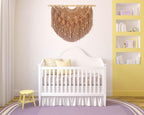 Youngeast Large Macrame Wall Hanging Boho Beaded Curtain for Window Macrame Bedroom Headboard Living Room Wall Art Tassel Tapestry Bohemian Woven Wall Decor 31" W X 25" H (Khaki)
