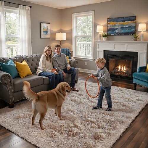 Fluffy Rug Shag Area Rug, Beige 2x4 Area Rugs for Bedroom, Small Bedside Rug, Soft Fluffy Shag Entryway Throw Rugs for Living Room Bedroom Room Home Decor - color: Beige, size: 2' x 4' (Rectangular)