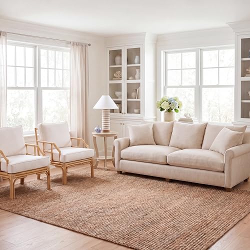 SAFAVIEH Area Rug 6x9 - Natural Fiber Collection - Natural Brown, Handmade Jute, Farmhouse Style, Chunky Textured Thick Pile (NF750C) - color: Natural, size: 6' x 9' (Rectangular)