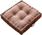 vctops Square Chair Pad Pillow with Handle Super Soft Floor Tatami Seat Cushion Thick Velvet Chair Pads Cushion for Kitchen Dining Office Chair (Coffee,17"x17")