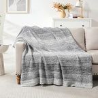 Throw Blanket, Grey Gradient Soft Cozy Fluffy Knitted Throw Blankets for Couch, Sofa, Bed, Chair, Warm Fuzzy Plush Travel Picnic Lightweight Blanket, 50x60 inches - color: Stripe Grey, size: 50×60 Inch