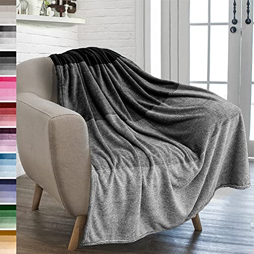 PAVILIA Black Ombre Fleece Throw Blanket for Couch Sofa Bed, 50x60 - color: Gradient - Black, size: 50 x 60 Inches - Throw