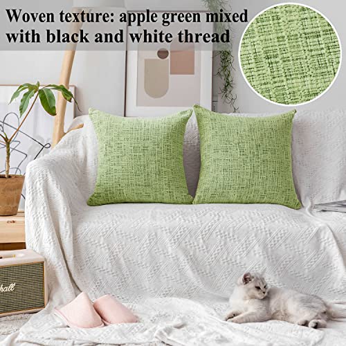 Home Brilliant Pillow Covers 18x18 Accent Throw Pillow Covers Striped Chenille Velvet Cushion Cover for Couch Decor, 2 Pack, 18x18 inch (45cm), Apple Green - color: Apple Green, size: 18" x 18" (Pack of 2)