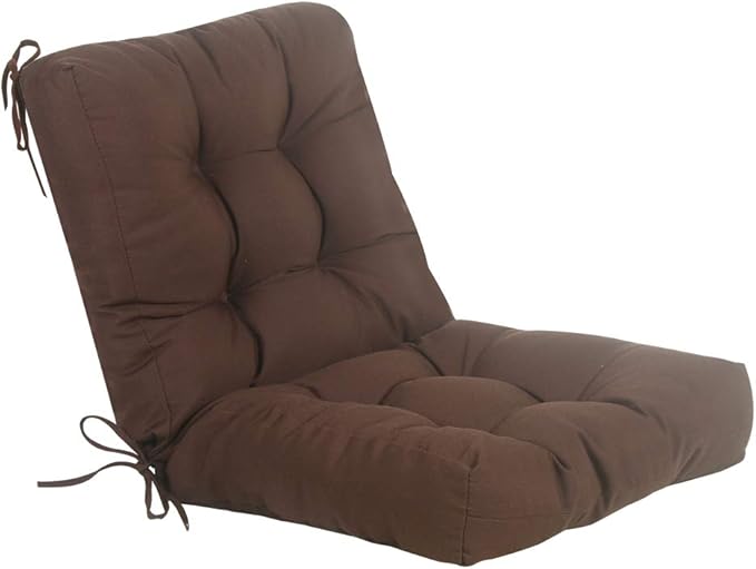 QILLOWAY Outdoor Seat/Back Chair Cushion Tufted Pillow, Spring/Summer Seasonal All Weather Replacement Cushions. (Coffee/Brown/Chocolate)