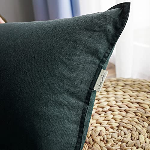 Jeanerlor Solid Cotton Linen Decoration 18"x18" Throw Pillow Cushion Case Special Pillow Cover Delicate Decorative Pillowcase for Couch/Bed/Chair,(45 x 45cm), Dark Green - color: Dark Green, size: 18" x 18" (Pack of 1)