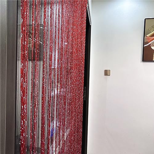 ave split Decorative Door String Curtain Wall Panel Fringe Window Room Divider Blind Divider Tassel Screen Home 100cm*200cm (red18) - color: Red18