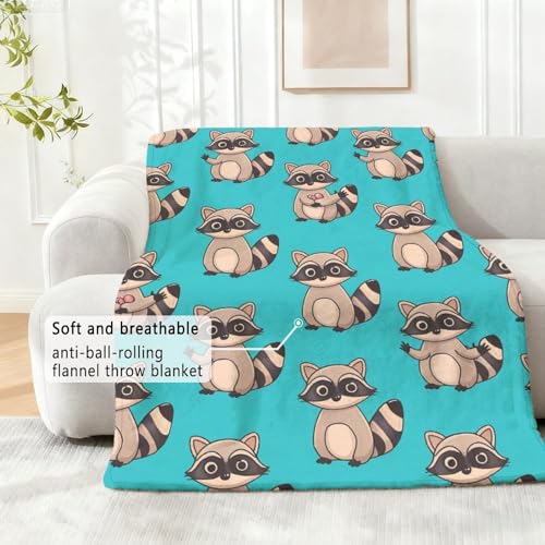 Raccoon Pattern Blanket, Cute Animal Flannel Throw Blanket for Couch Bed Or Chair, Luxury Lightweight Comfy Blankets Home Decor Gift(1) 50x60in(125 * 150cm) - color: Style, size: 50x60in(125*150cm)