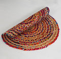 Handmade Natural Fiber Round Collection 2' Round Natural Handmade Boho Charm Farmhouse Jute Area Rug (Chindi) - color: Chindi
