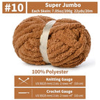 10 Pack Jumbo Chenille Yarn for Crocheting, #10 Super Bulky Baby Soft Yarn for Hand Knitting, 220 yds /70.5 oz Fluffy Chunky Knit Throw Blanket Yarn (Light Coffee) - color: Light Coffee