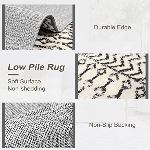 Moroccan Rug Runners for Hallways, 2x5 Ultra Soft Non-Slip Washable Rugs for Bedroom, Low Pile Distressed Black Rug Carpet Runner for Entryway Kitchen Bedroom Laundry Room - color: Black, size: 2' x 5' (Runner)