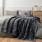 MH MYLUNE HOME Large Soft Micro Plush Leopard Blanket (71x78 inch, Dark Blue | Charcoal Grey) Warm Reversible Cheetah Blanket Leopard Pattern Throw for Sofa Couch Bed - color: Leopard Charcoal Blue, size: 71"x78" - 550 GSM