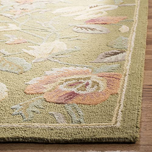 SAFAVIEH Blossom Collection 5' x 8' Green/Multi BLM785A Handmade Floral Premium Wool Area Rug - size: 5' x 8' (Rectangular)