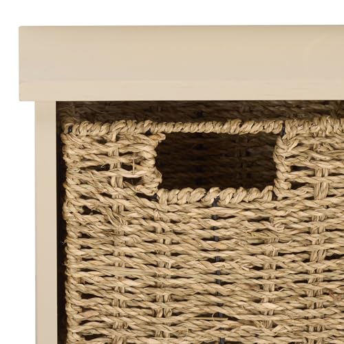 SAFAVIEH Home Collection - Finley Sand Wall Mounted 3-Basket Storage Rack with Hooks & Seagrass Baskets (HAC5700E) - color: Sand