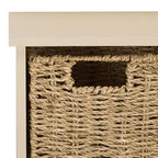 SAFAVIEH Home Collection - Finley Sand Wall Mounted 3-Basket Storage Rack with Hooks & Seagrass Baskets (HAC5700E) - color: Sand