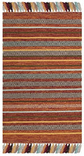 SAFAVIEH Montauk Collection Accent Rug - 2'6" x 4', Rust & Multi, Handmade Boho Stripe Fringe Cotton, Ideal for High Traffic Areas in Entryway, Living Room, Bedroom (MTK901D) - color: Rust/Multi, size: 2'6" x 4' (Rectangular)