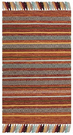 SAFAVIEH Montauk Collection Accent Rug - 2'6" x 4', Rust & Multi, Handmade Boho Stripe Fringe Cotton, Ideal for High Traffic Areas in Entryway, Living Room, Bedroom (MTK901D) - color: Rust/Multi, size: 2'6" x 4' (Rectangular)
