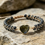 Women Boho Wrap Bracelet,Handmade Natural Stone Crystal Emperor Beads Heart Bracelet, Fashion Bohemian Jewelry Gift for Women - color: Gray