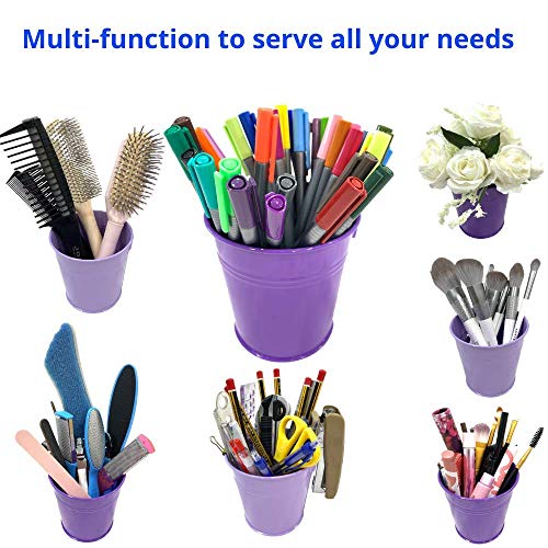 LaLaGreen Hanging Planter Outdoor - 10 Pack, 4 Inch Fence Planters Outdoor Purple Hanging Window Flower Bucket Metal Succulent Pots Balcony Railing Wall Garden Deck Porch Herb Plant Macetas Exterior - size: 4 Inch (Purple)