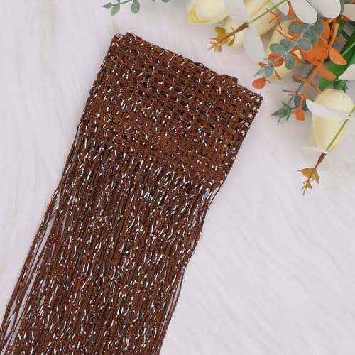 2 Pack 39 x 79 Inch String Curtains for Doorway, Home Decor Sequin Glitter String Curtain Boho Doors Tassel for Windows, Closet, Living Room, Bedroom, Hallway, Party (Brown) - color: Brown