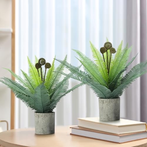 FAVOWREATH 2 Pack Small Fake Plants Potted Artificial Plants Indoor for Home Decor Office Room Farmhouse Indoor Table Bathroom Decor - color: Green.