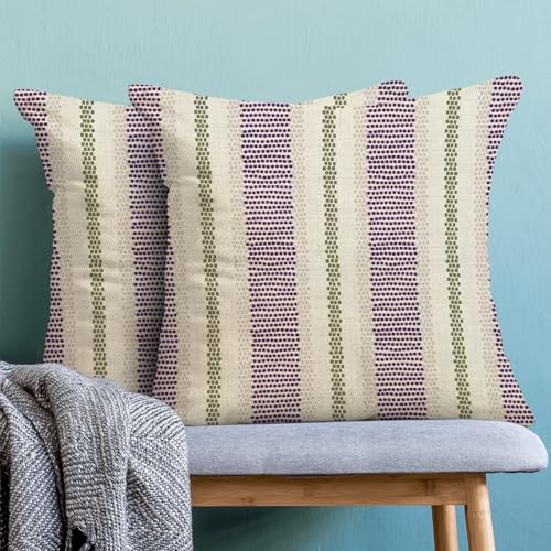 Boho Pillow Covers 16x16 Set of 2 Purple Sage Green Stripes Throw Pillow Covers Outdoor Decoration Modern Abstract Decorative Pillowcase Farmhouse Square Linen Cushion Case Decor for Couch Sofa - color: Boho-purple-green, size: 16" x 16" (Pack of 2)