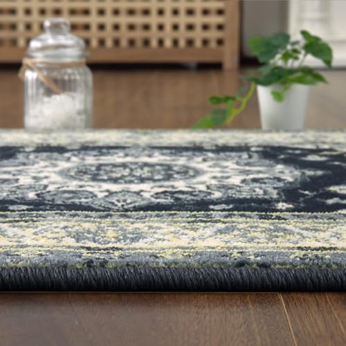 Memoryfield Area Rug 2x8 Vintage Rug Oriental Floral Entryway Runners Indoor Traditional Runner Rug Hallway Rug Runner Kitchen Laundry Long Rug Non-Shedding Bathroom Bedroom Floor Mat Accent Rug Grey - color: Grey, size: 2' x 8' (Rectangular)