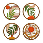 Zzbakress 4 Pcs Boho Wall Decor Rustic Wooden Hollow Bobo Wall Art Bohemian Bedroom Decor 10 inch Farmhouse Wall Hanging Decor Boho Minimalist Wall Art for Bedroom Living Room (Rustic, 4)