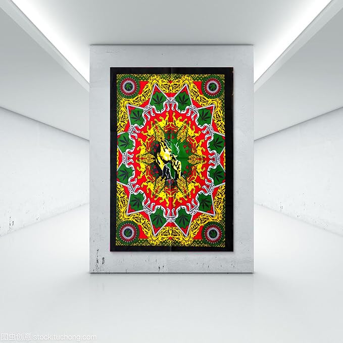 Rastogi Handicrafts Hendrix Guitar 40" X 30" Poster Size Tapestry Decorative Indian Dorm Decor Cotton Tapestry Indian Multi Colored Wall Poster Indian Deity (RH-155) - color: Rh-155