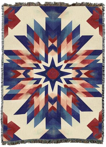 Pure Country Weavers Barn Quilt - Americana Gift Tapestry Throw Blanket Woven from Cotton - Made in The USA (72x54) - color: Barn Quilt, size: 72x54