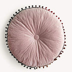vctops Velvet Soft Round Chair Pads Cute Gradient Pom Pom Indoor Dining Chairs Cushion (Pink, Diameter 16") - color: Pink, style: Diameter 16 Inch