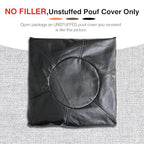 Unstuffed Ottoman Pouf Cover 20 X 15 Inch, Round Pu Leather Foot Stool, Floor Bean Bag(No Filler), Foot Rest with Storage for Living Room/Bedroom/Office, Black - color: Black