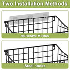 Wall Basket with Label Plate & 5 S-Hooks –4 Pack Hanging Wire Basket for Organizing, Wall Storage for Kitchen, Bathroom, Pantry, Laundry, RV – Hanging Wall Basket, Metal - size: 4 Pack