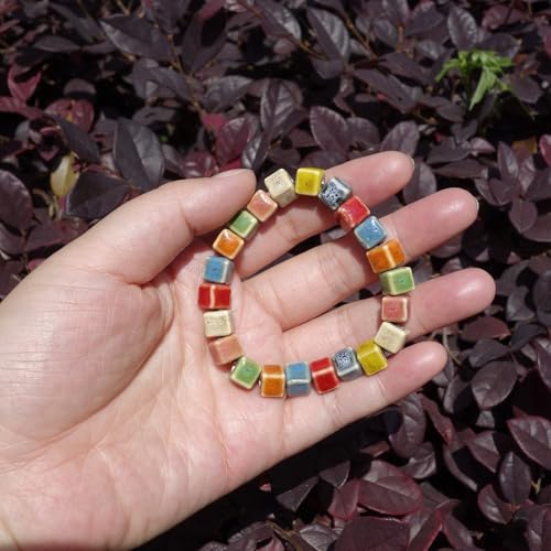 Handmade Green Boho Bracelets for Women, Bohemian Ceramic Beads Bracelets for Friends, Trendy Porcelain Stone Beaded Bracelets for Sisters - color: Multi-S