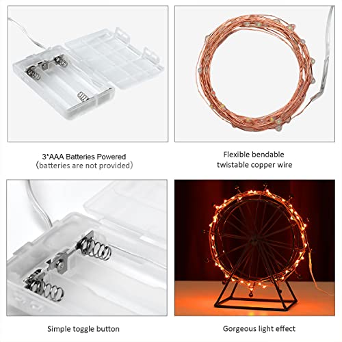 Ariceleo Mini Halloween Fairy Lights Battery Operate, 4 Pack Copper Wire Night Lights 3*AAA Battery Powered Led Starry Fairy String Lights for Bedroom, Christmas, Party, Decoration(5m/16ft Orange) - color: Orange, size: 4 Pack
