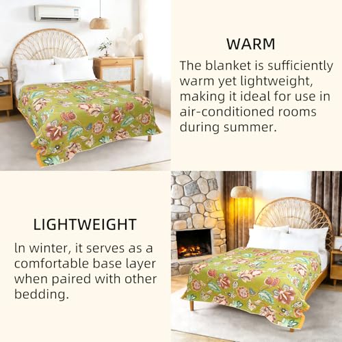 Boho Throw Blanket for Couch Bed, 100% Cotton Soft Rustic Quilt 80''x 90'', Super Soft Bohemian Decor Reversible Sofa Bed Chair Blanket Cover for All Seasons(Floral) - color: Floral 7, size: 80*90 inch